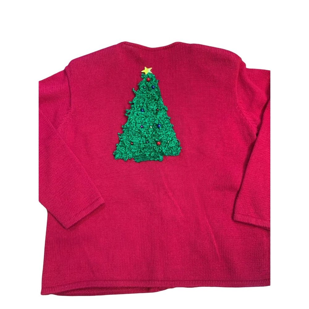 Ugly Christmas Holiday Party Sweater Color Block Snowman Trees Jingles Sz Medium - Picture 9 of 11